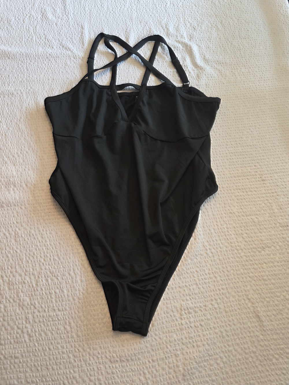 Black One-Piece with Pentagram. Straps On Front 2xl